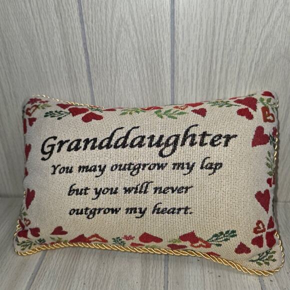 Vtg Tapestry Pillow Granddaughter You May Outgrow My Lap NWT Cottagecore - Picture 1 of 5